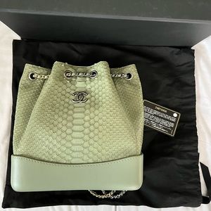 CHANEL 2018 Python Green Gabrielle Small Backpack Bag NEW